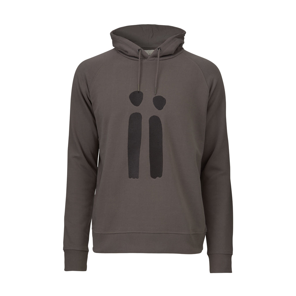 Zoomed in brown, unisex sweatshirt with ARTiiG logo on. Wearable art hoodie for him and her.
